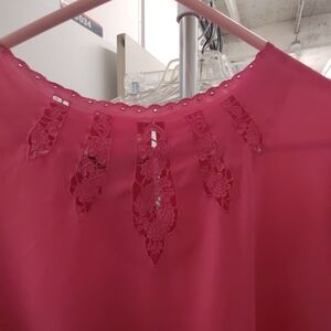 Chic Fuchsia Lace Detail Blouse